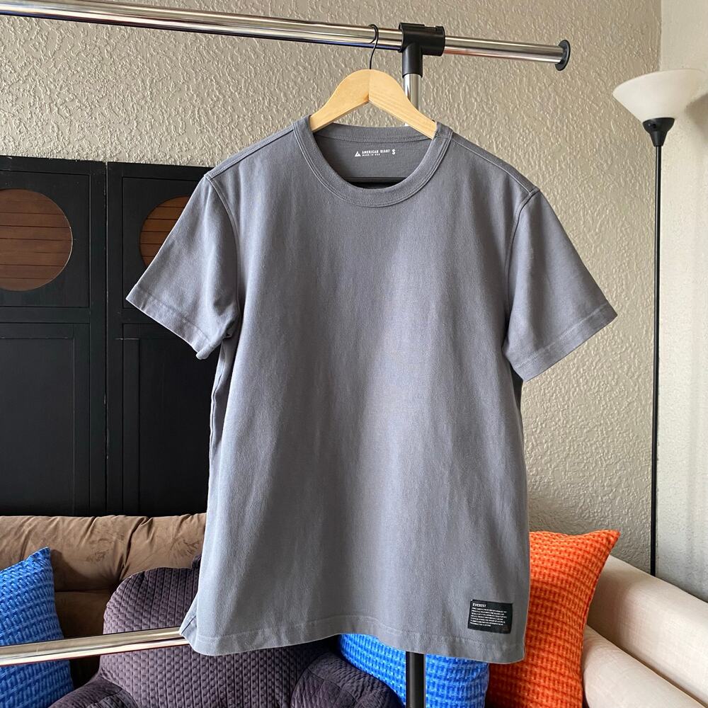 American Giant Heavyweight Crew Tee Short Sleeve Cotton Grey Small Casual Basic